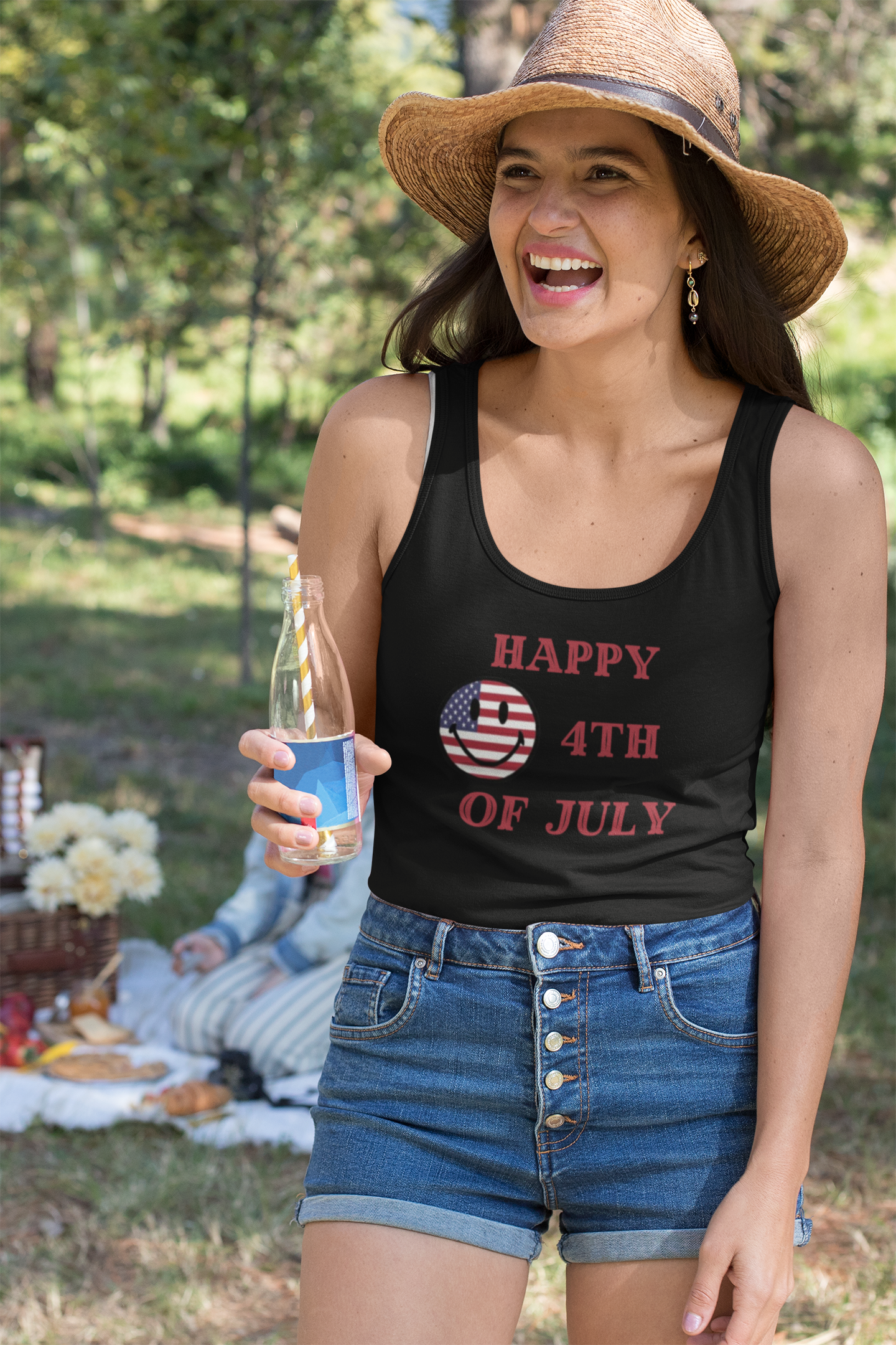 "Happy 4th of July"  Womens Soft style Tank Top